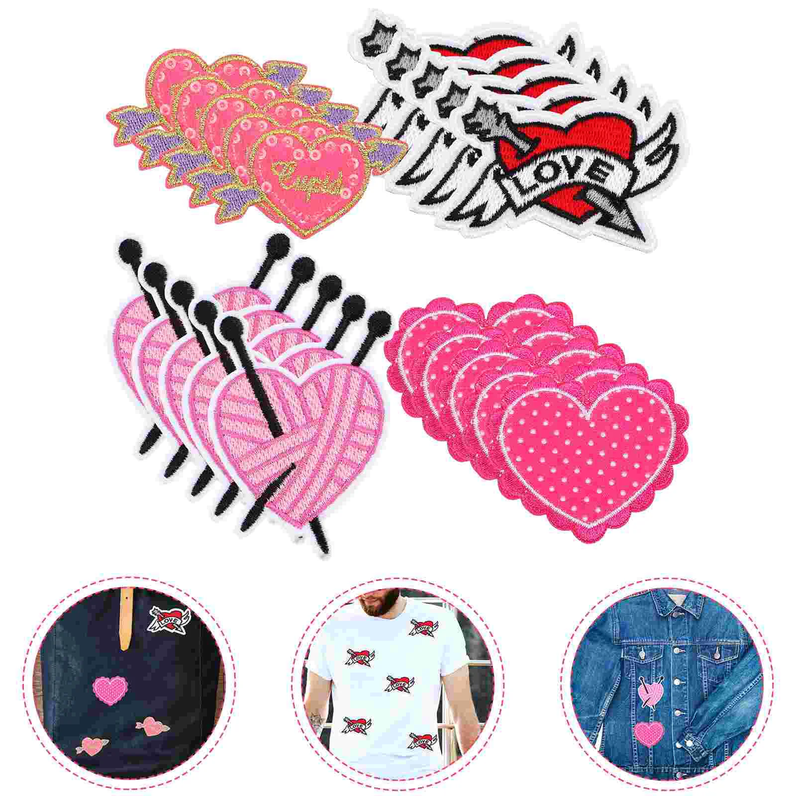 

20Pcs Heart Iron on Patches Heart Patches for Clothing Heart Embroidered Patches Clothing Accessories