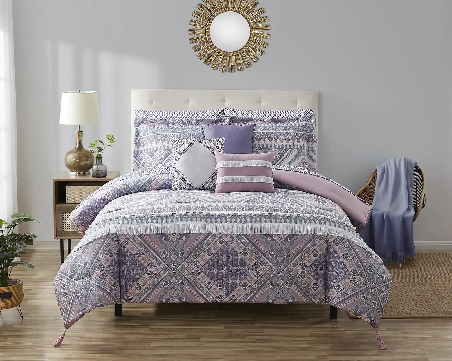 

Mainstays Aztec 10-Piece Purple Medallion Bed in a Bag, Queen
