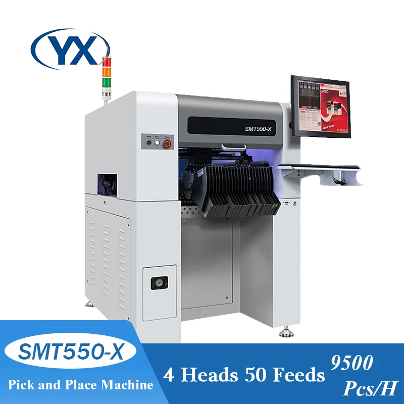 

SMT550-X Automatic PCB Board Surface Mount Pick and Place Robot Equipment Led Light Assembly Chip Mounter Line SMT Machine