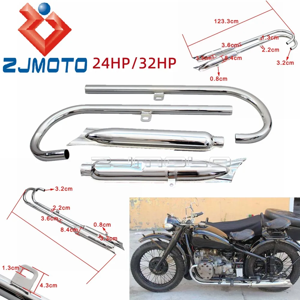 

Retro Fishtail Exhaust Tube For BMW K750 M1 M72 R72 R71 R12 Dnepr URAL Motorcycle Complete Exhaust Pipes System Silencer Pipe