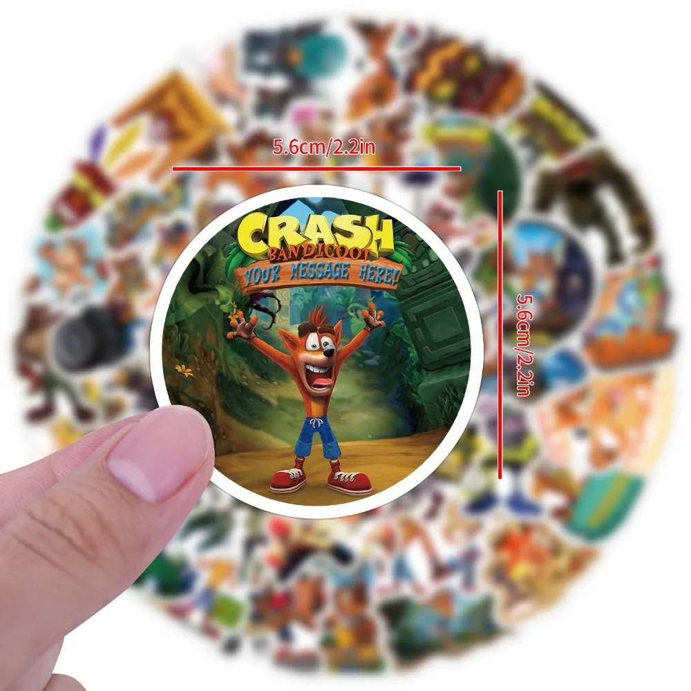 Фото 60 шт. мультяшных наклеек Crash Bandicoot для багажа, стаканов, канцелярских принадлежностей, мобильных телефонов, ноутбуков, холодильников, декоративные наклейки для самостоятельного оформления №3