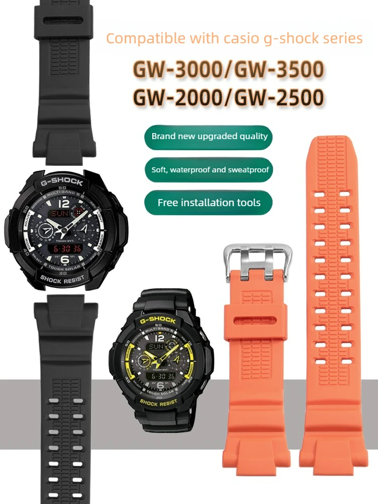 Фото Подходит для Casio G-SHOCK серий GW-3500B, 3000B, 2500B, 2000B. Ремешок для часов из полимерной силиконовой смолы. №1