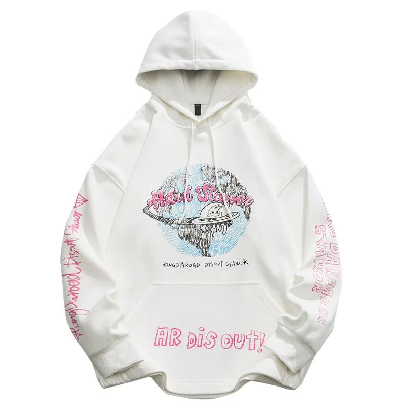 Толстовка мужская оверсайз в стиле хип-хоп свитшот с принтом уличном пуловер