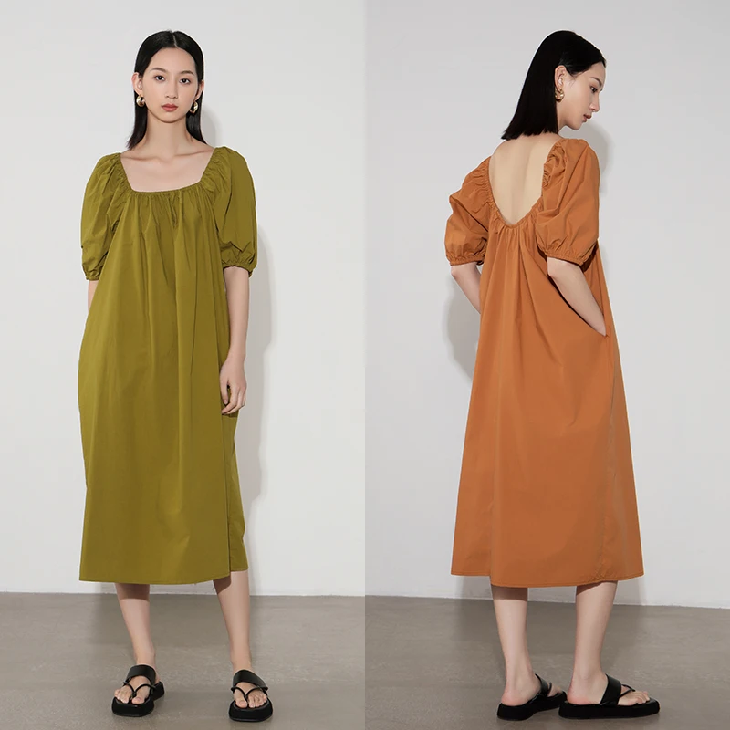 Платье Gdzy с пышными рукавами и квадратным вырезом дизайнерская универсальная