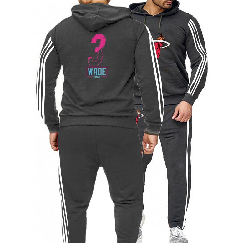 

Новинка 2022, Мужская одежда для американского баскетбола, свитшот с капюшоном #3, Уэйд Тайлер герро Майами, комплект из двух предметов, тренир...