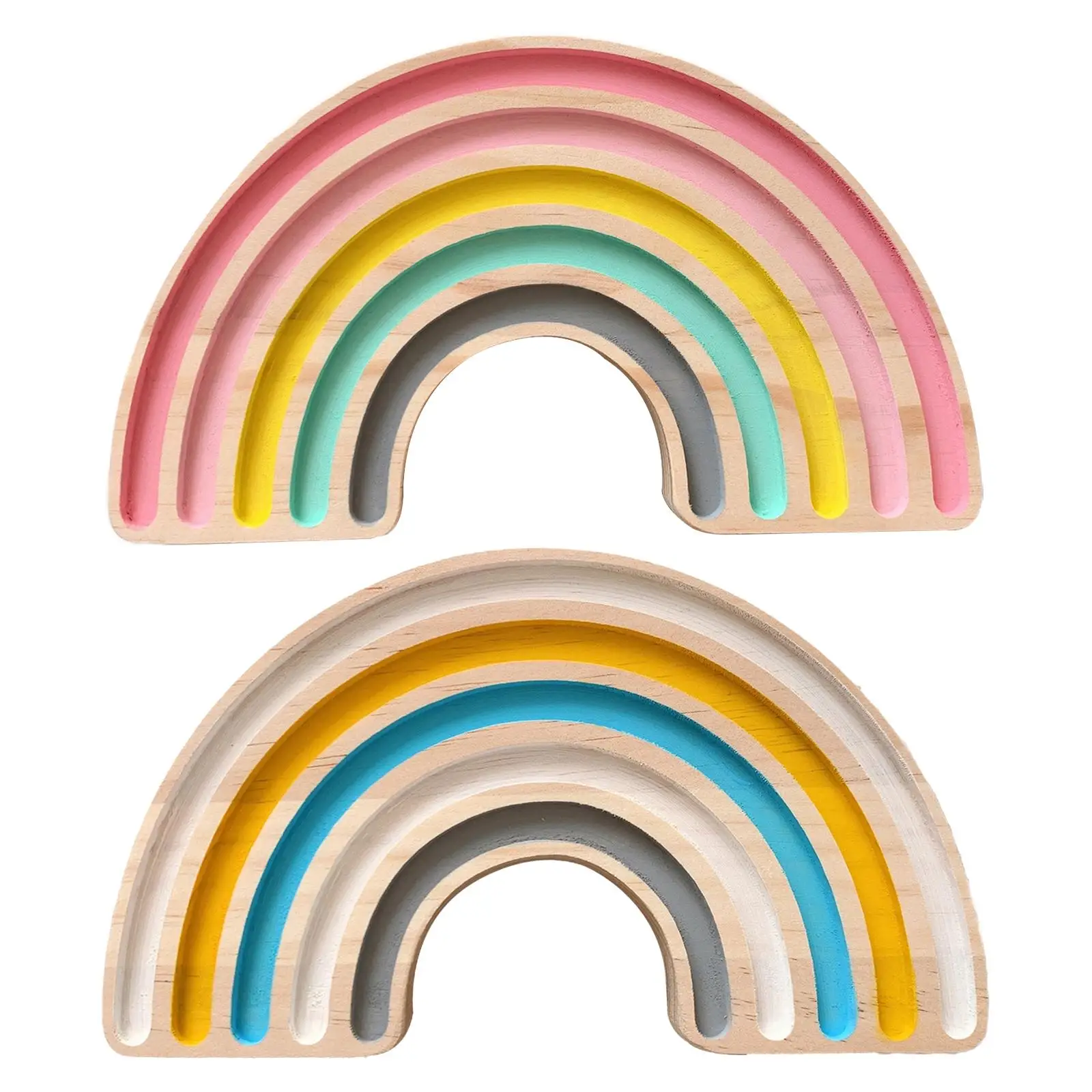 

Handmade Wooden Rainbow Stacking Toy Decorative Creative Craft Board Block for Nursery Room Table Restaurant Bookshelves Decor