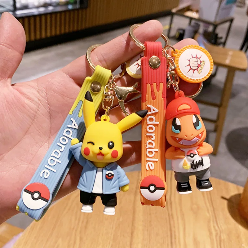 

Pokemon Anime Pikachu Charmander Psyduck Snorlax Squirtle Anime Fashion Keychain Bag Keyring Pendant Accessories Birthday Gifts