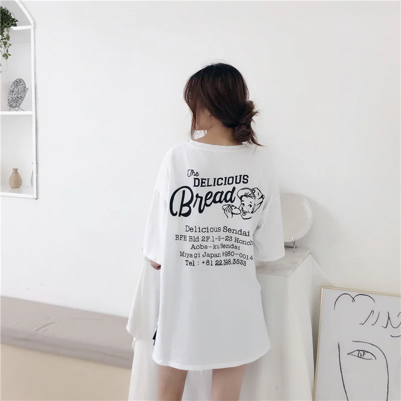 

Women Summer Cotton O-Neck T-Shirts 2022 New Letter Furcal Casual Print Tshirts Female Loose Concise Short Tees ZX136