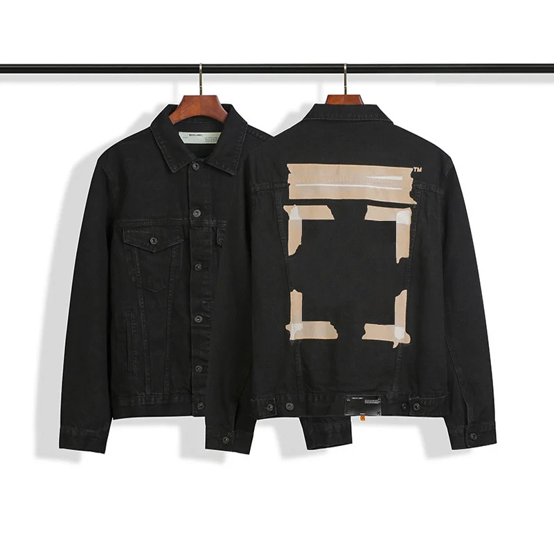 

autumn Spring classic yellow tape washed old men and women couple denim jacket