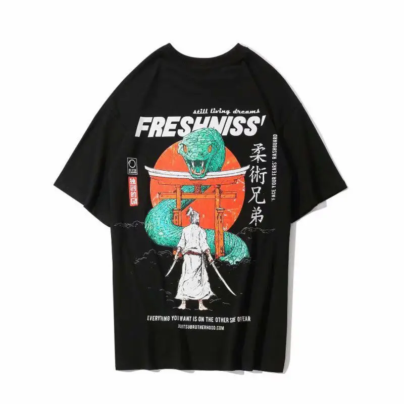 

2022 Summer New Men's T-shirt Japanese Harajuku Style Comic Jiujitsu Brothers Printed O-neck Short Sleeve T-shirt Couple Wear