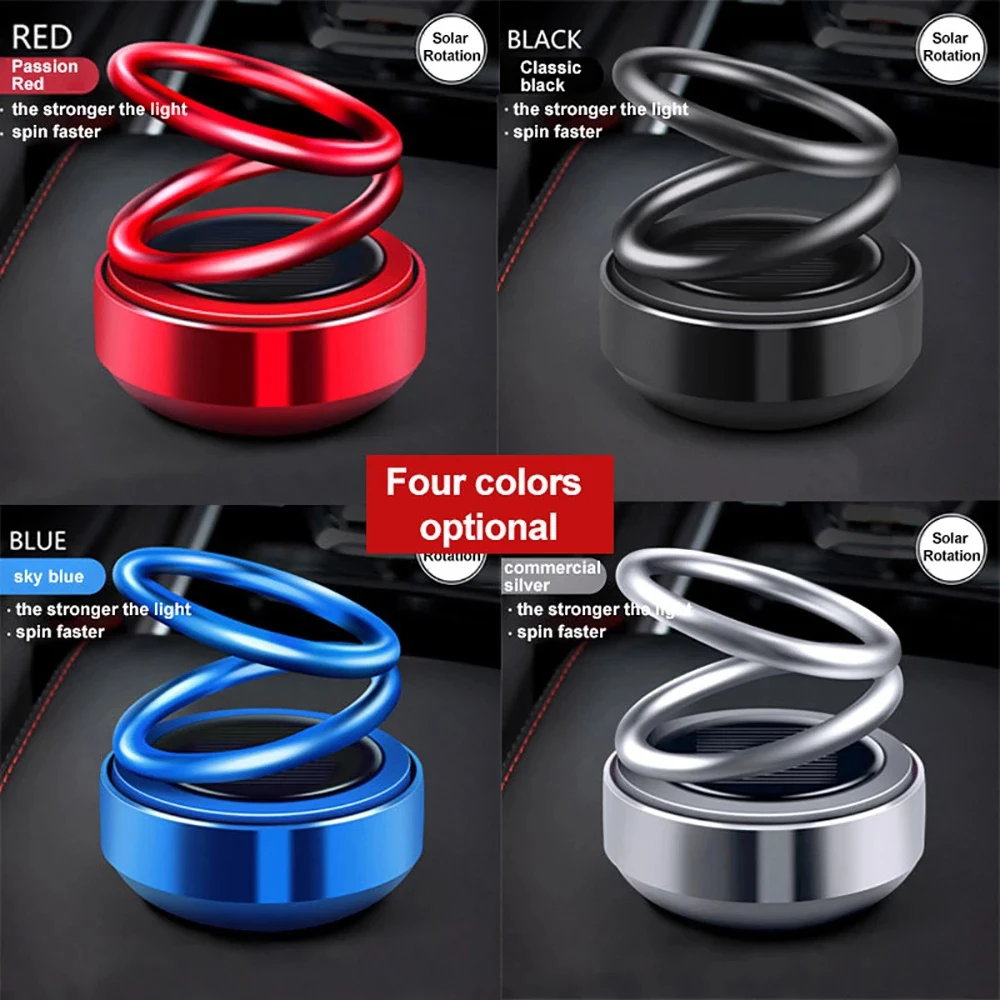 

Solar Energy Car Aromatherapy Air Freshener Double Rings Rotary Suspension Rotating Dashboard Ornament Auto Diffuser Perfume
