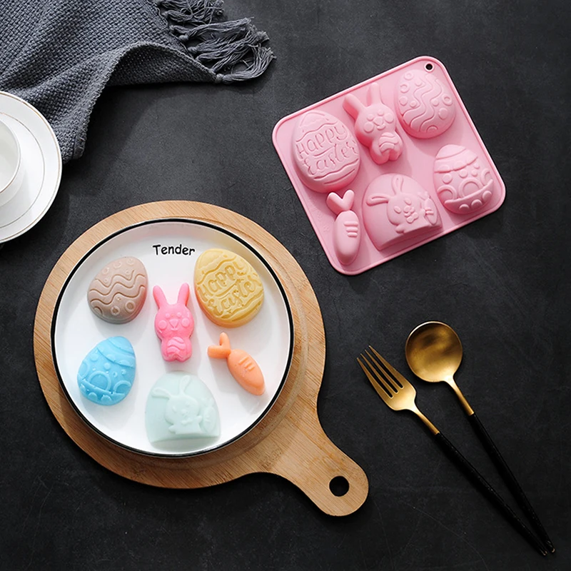 

Новинка, портативное креативное яйцо в виде пасхального кролика, искусственный силиконовый поднос для выпечки, кухонные аксессуары