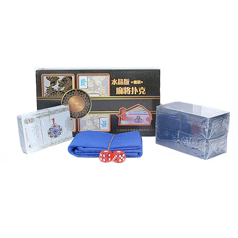 

Travel Mahjong Set Waterproof Crystal Playing Cards Family Gathering Party Game Creative Gift For Mahjong Lovers And Beginners