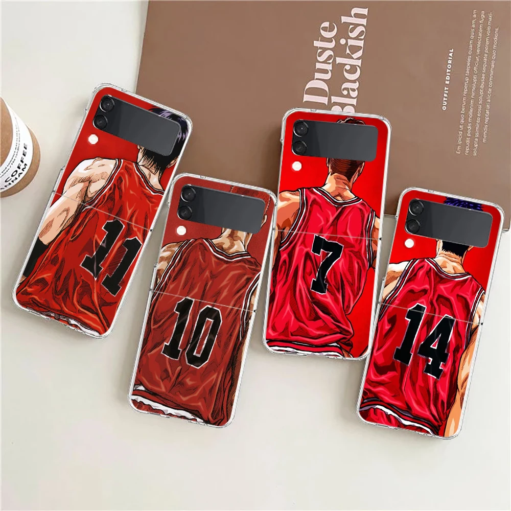 

Basketball Slum Dunk Hard PC Phone Case For Samsung Galaxy Z Flip 4 Transparent Cover For Galaxy Z Flip 3 Shockproof Case Capas