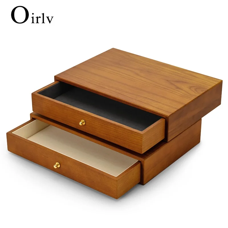 

Oirlv деревянный ящик для колец, серег, браслет, коробка для ожерелья, шкатулка для драгоценностей, чехол для хранения, органайзер для ювелирны...