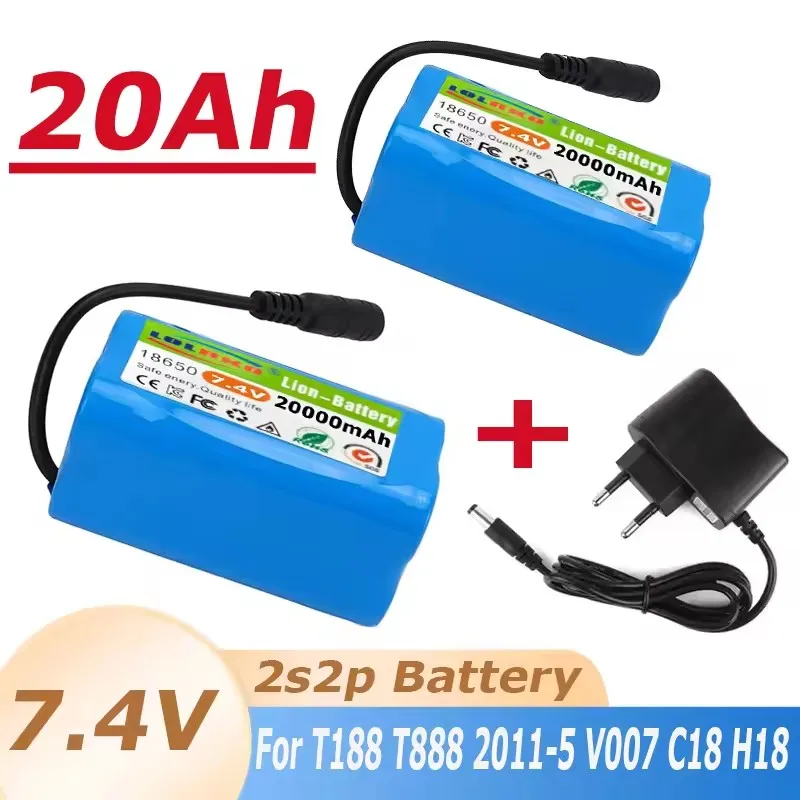 Фото НОВАЯ АКБ 7.4V 2S2P 20000mAh для радиоуправляемых рыболовных лодок V020 V900 2011-5 V007 C18 H18 V18 D18B FX88, запчасти для батарей №1
