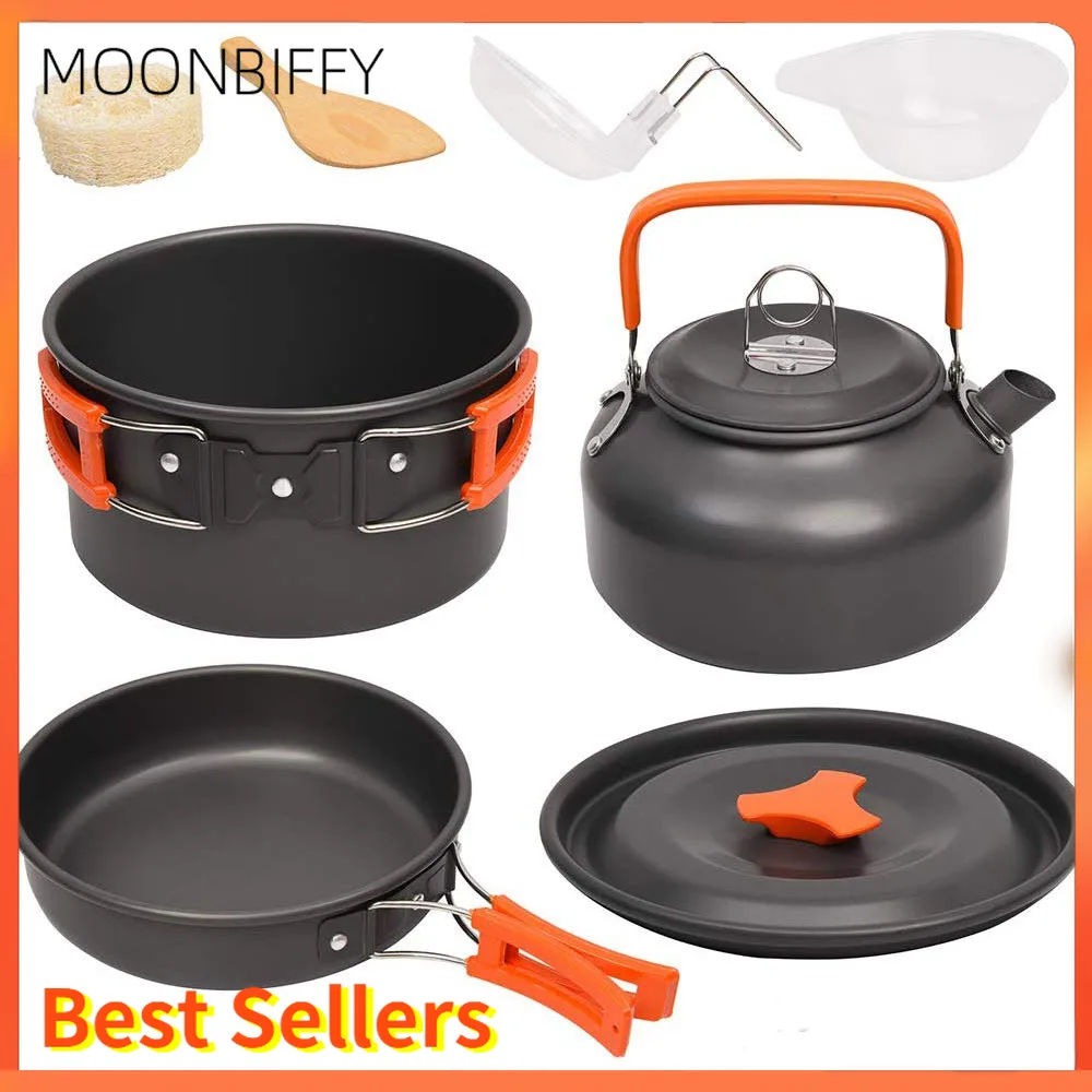 

Camping Cookware Kit Outdoor Aluminum Cooking Set Water Kettle Pan Pot Travelling Hiking Picnic BBQ Tableware Equipment Cocina
