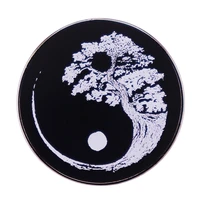yin and yang bonsai tree round fashionable creative cartoon brooch lovely enamel badge clothing accessories