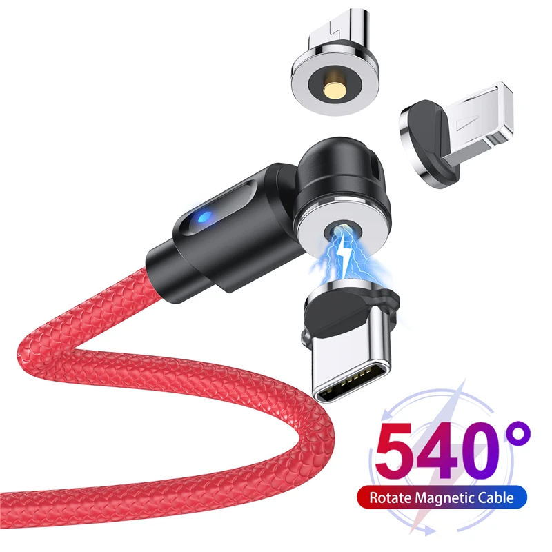 

LED Magnet Charger Micro Cable 540 Magnetic USB Cable Fast Charging USB type C Cable For iPhone 12 Xiaomi Redmi Samsung Cord