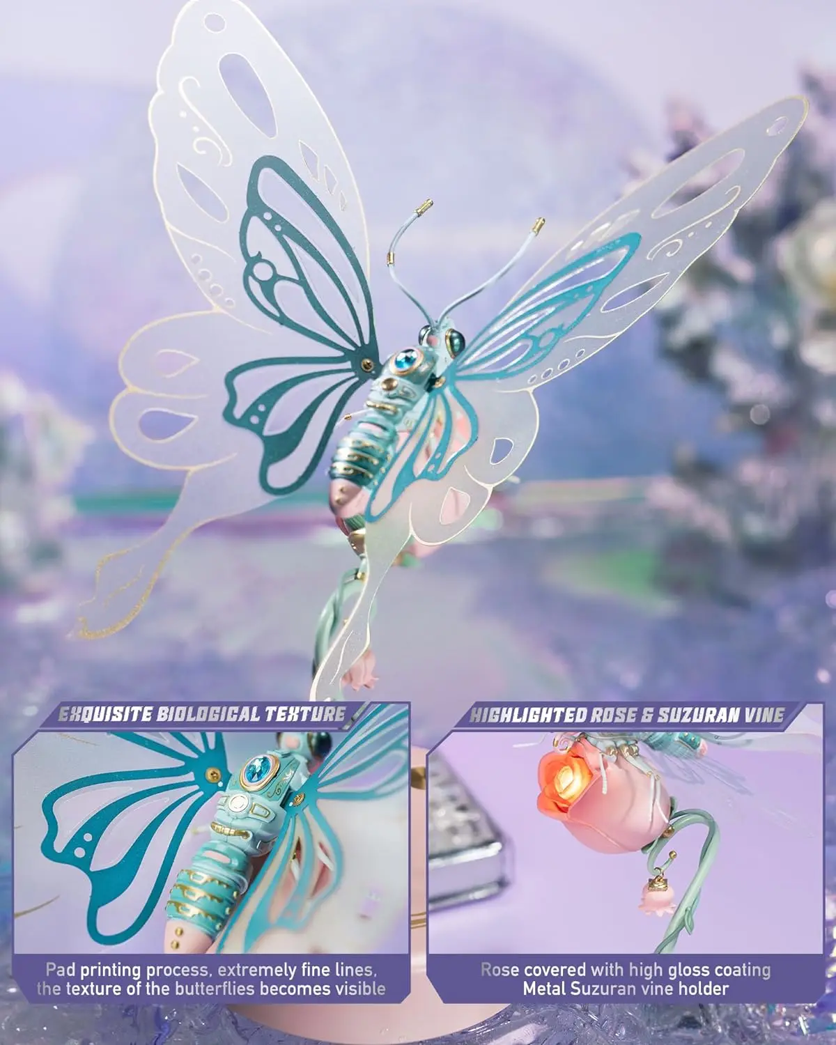 Металлическая головоломка Robotime Rokr 3D в виде бабочки со светодиодной подсветкой