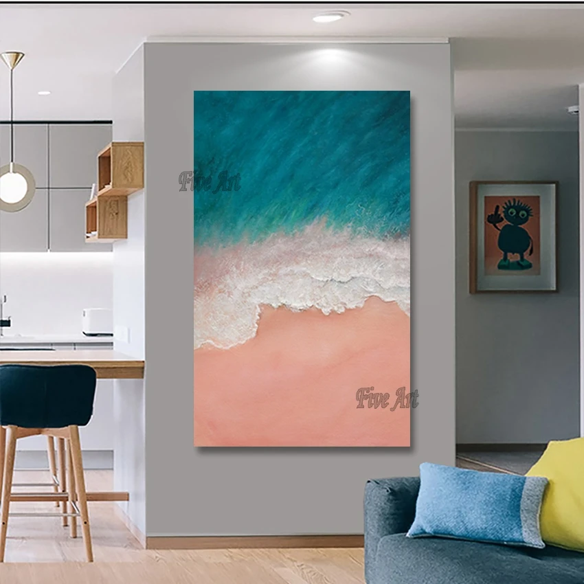 

100% Handmade Beach Abstract Landscape Oil Painting Quality Artwork Home Decoration Wall Canvas Modern Art Picture No Frame