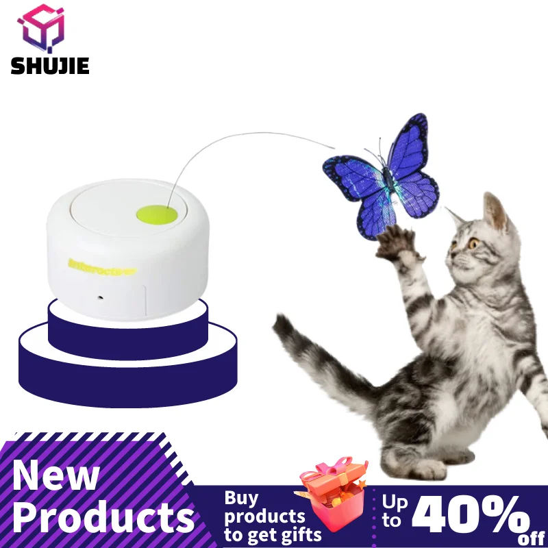 

Automatic Cat Toy 360 Degree Rotating Motion Activated Butterfly Funny Toys Pet Cats Interactive Flutter Bug Puppy Flashing Toy