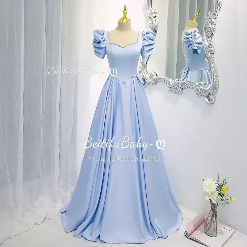 2024 женское вечернее платье в дворцовом стиле украшенное жемчугом и бантом