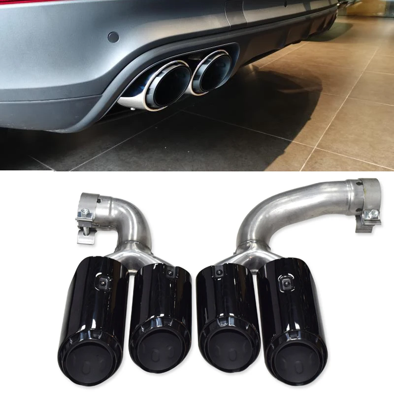 

304 Stainless Steel Black Car Exhaust Tip For Porsche Cayenne Hybrid Petrol 2018 2019 2020 Exhaust System Pipe Muffler Tip