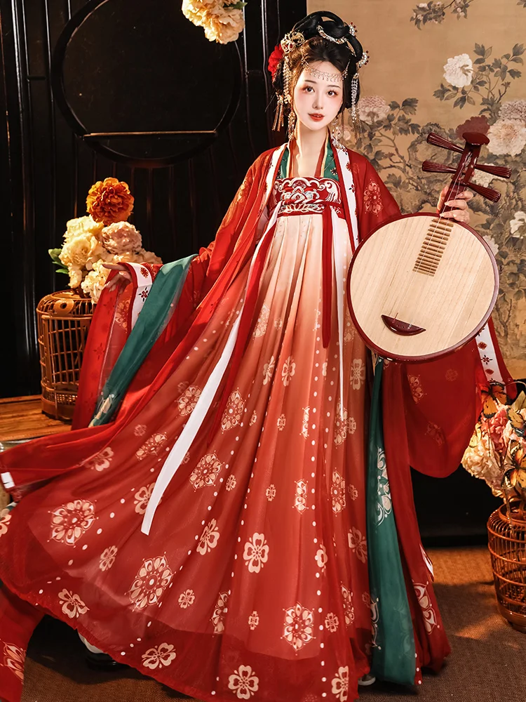 Женская юбка до груди с завышенной талией Tang Hanfu и рубашка большими рукавами