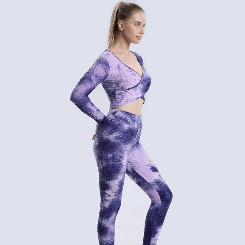 Yoga Sets Fashion Women Suit Tie Dye Gym  for Long Sleeve Womens Tracksuit Gym Sport Yoga Set for Ladies Women's Clothing