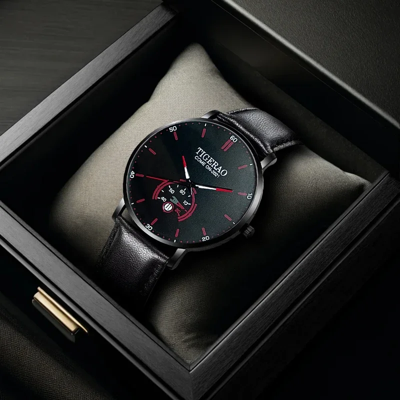 Мужские Кварцевые Наручные Часы С Уникальным Дизайном Ночника Модный Круглый