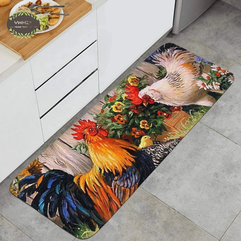 

Sunflower and Rooster Kitchen Mat Antiskid Carpet For Bedroom Bath Floor Entrance Carpets Doormat Outdoor Floor Rectangle