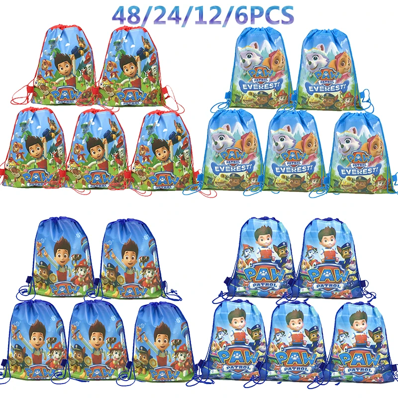Paw Dog Patrol Birthday Party Decorations Bag Drawstring Pocket Candy Pocket Baby Shower Party Supplies Backpack Gift Candy Bag