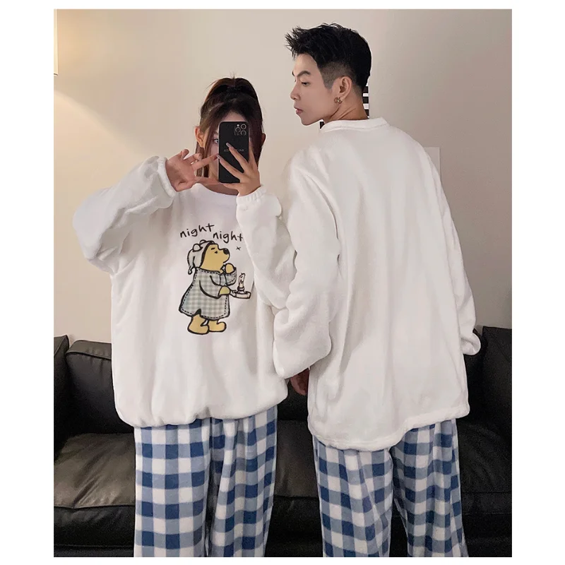 Парные пижамы Дональд Дак женские Зимние флисовые утепленные мужские из