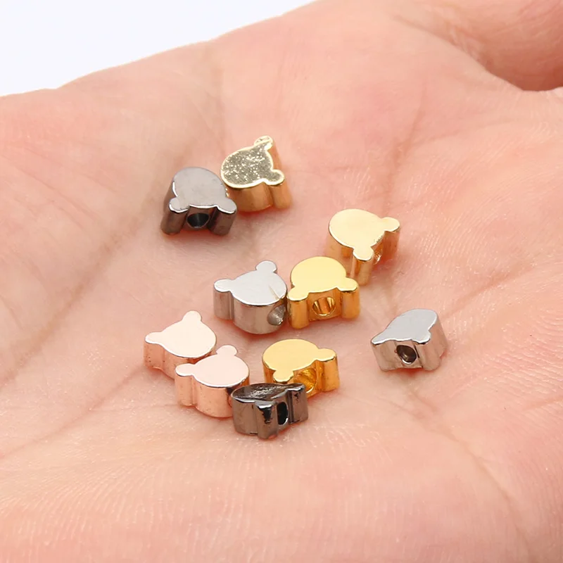 

10 шт. медные бусины с милым медведем, металлические бусины-разделители для изготовления ювелирных изделий ручной работы, браслетов, ожерели...