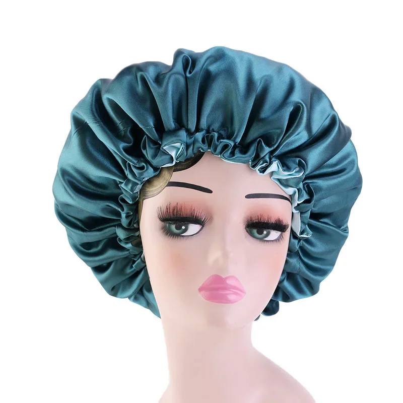 

Двусторонняя атласная шапка для волос, двухслойная Регулируемая шапка для сна, ночного сна, головной убор, шляпа для завивки, весенние аксессуары для укладки волос
