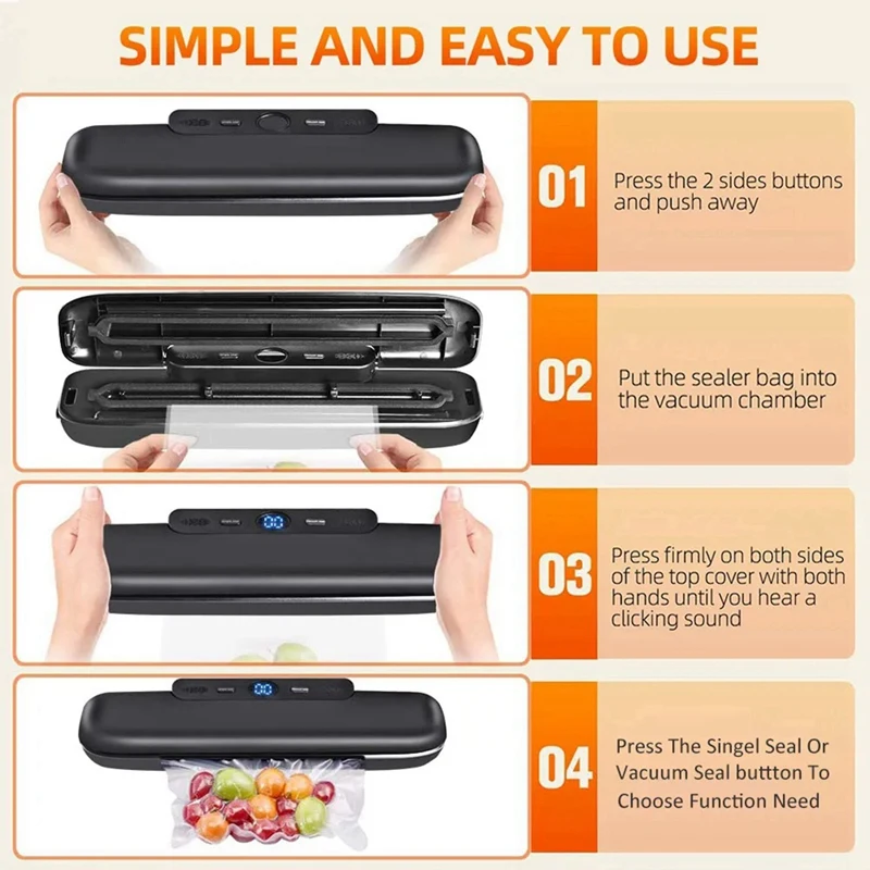 Vacuum Sealer For Food Packaging Machine With Bag Automatic Household Sealing Including EU Plug