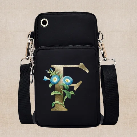Универсальный чехол-кошелек для Samsung, чехол на плечо с принтом золотых цветов и надписей, спортивный карман для бега