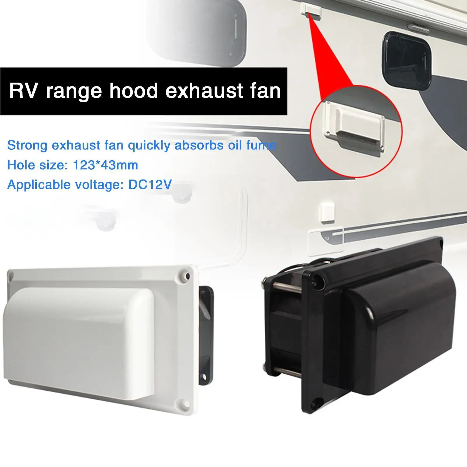 

Вентилятор для автофургона, Автодома, прицепа, боковой вытяжной вентилятор, вентиляционный вентилятор на вентиляционное отверстие, RV Белый...