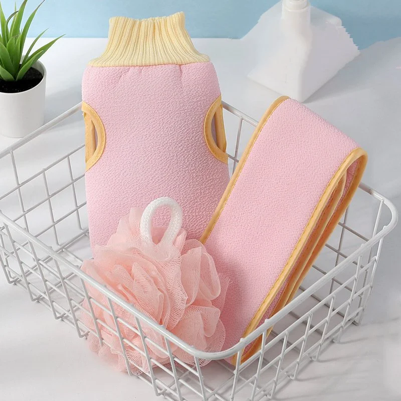 

3Pcs Bath Towel Body Scrubber Massage Brush Rubbing Back Shower Long Strip Bath Ball Gloves Set Bath Brush Skin Cleaning Tool