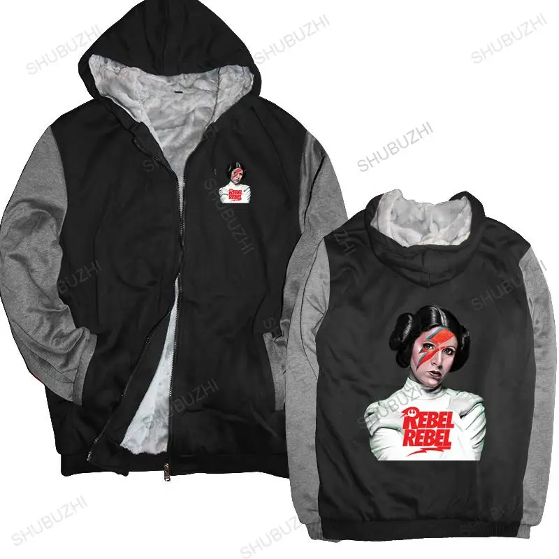 

Man black zipper thick hoodies Princess Leia Rebel unisex Outwear men sweatshirt zipper male fleece hoody man sweatshirt