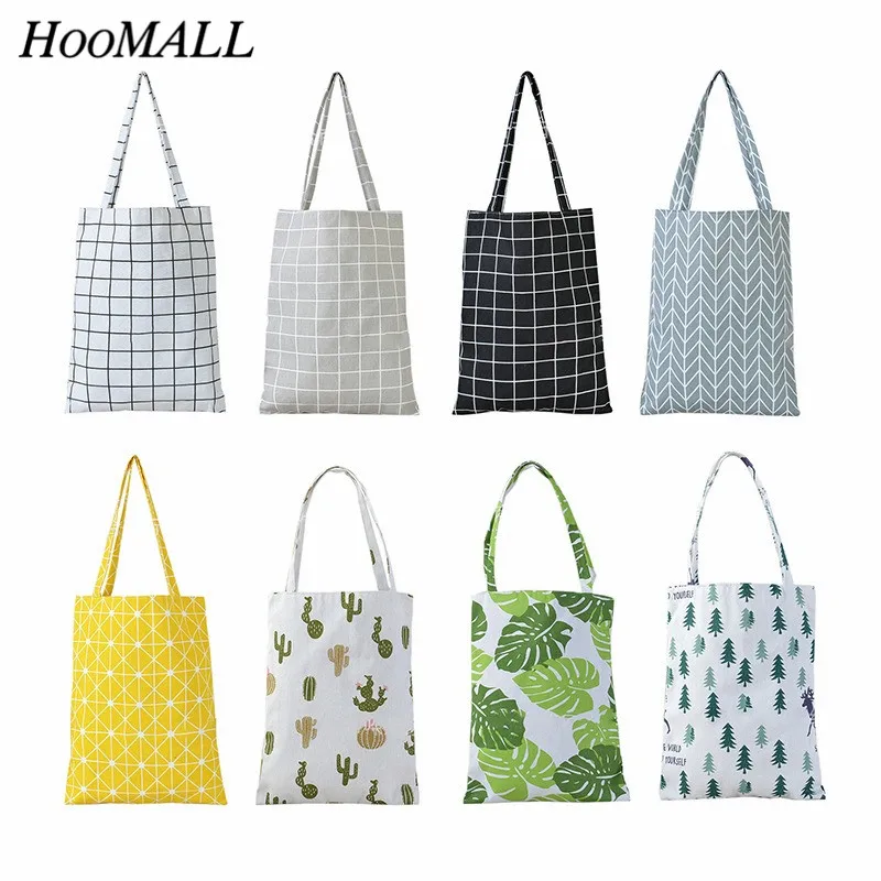 Женская сумка для покупок 5 цветов клетчатая льняная хлопчатобумажная Холщовая