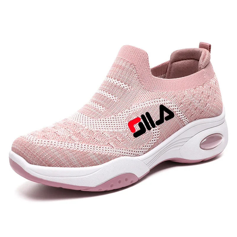Women Tennis Shoes Breathable Mesh Height-increasing Slip-on Female Sock Casual Shoes Women Platforms Sneakers Thick Bottom