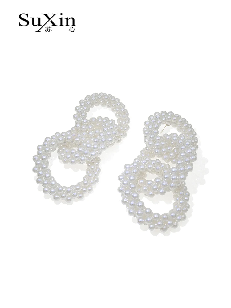 

Xl Su Xin Exaggerated Western Style Artificial Pearl and Circle Earrings Women's Design