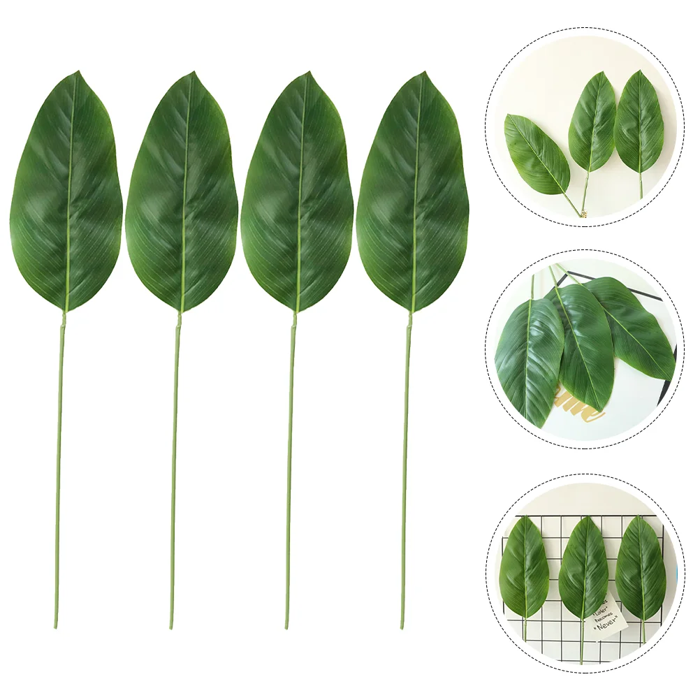 

Leaves Tropical Banana Leaf Artificial Fake Palm Monstera Faux Green Branch Stems Decorations Hawaiian Decor Luau Picks Flower