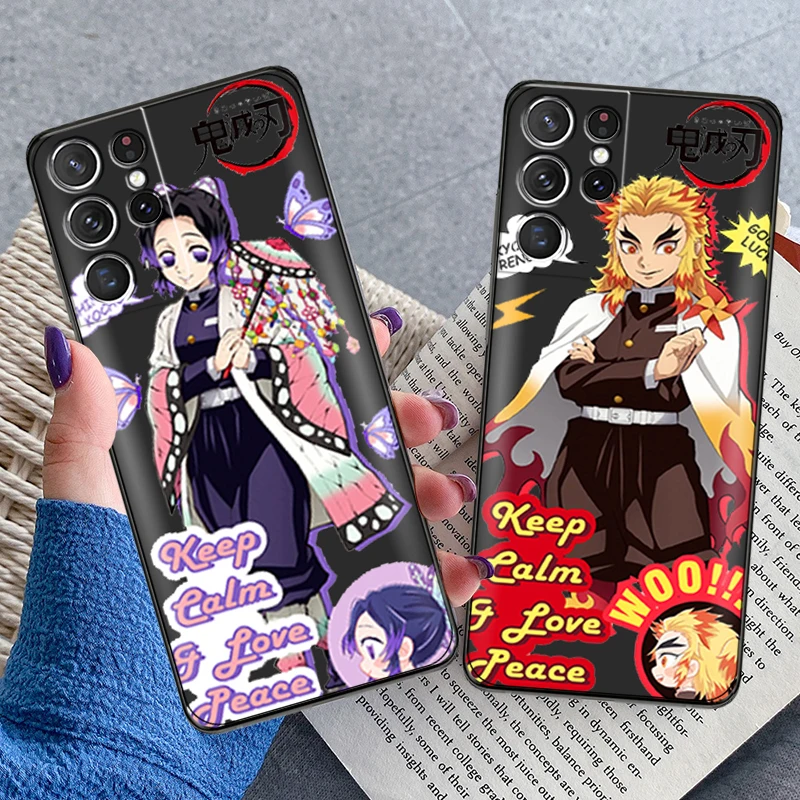 

Japan Demon Slayer Phone Case For Samsung Galaxy S22 S21 S20 Ultra FE 5G S22 S10 10E S9 Plus Carcasa Black Coque Silicone Cover