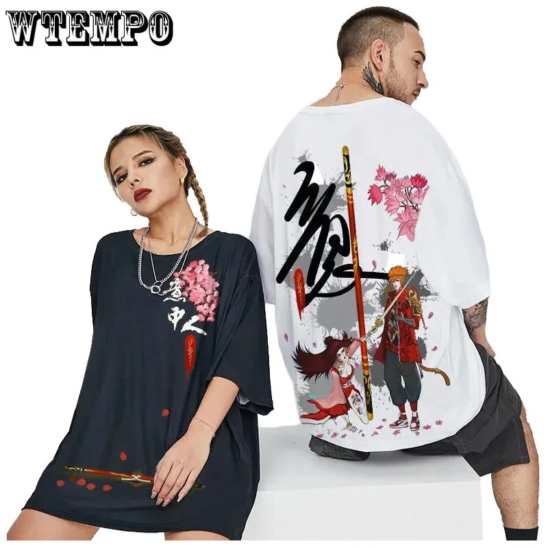 

Chinese Trendy T-shirts Summer Oversized O-neck Short Sleeve Casual Pullover Ladies Anime Sexy Girl Print Tees Hip Hop Men Shirt