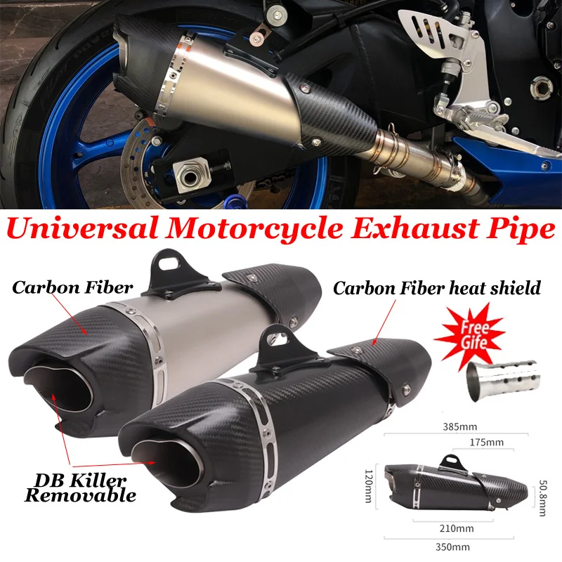 

Yoshimura AT2 Universal Motorcycle Exhaust Pipe Escape Carbon Fiber Moto Muffler DB Killer For Yamaha R1 R3 R6 Z900 ZX6R ZX10R