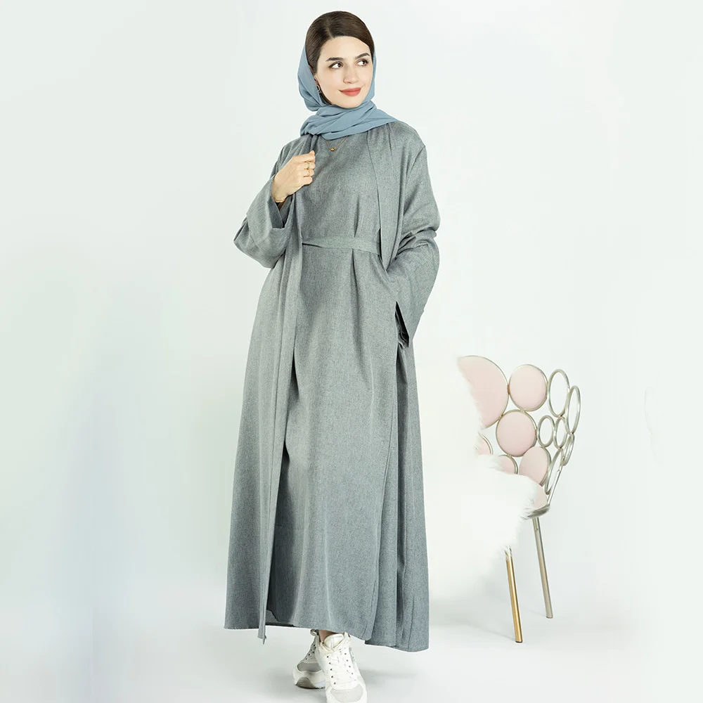 Muslim Cotton Linen Abaya Kimono Turkey Abayas Dresses For Women Dubai Kaftan Oufits Ramadan Eid Islamic Clothing not cardigan