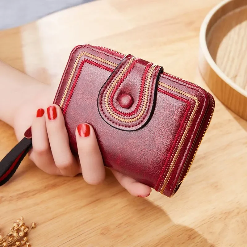 

Women Wallet cartera mujer Oil Wax Leather Hasp Wallet Female Purses portfel damski Lady Purse Clutch Bag Wallet carteira